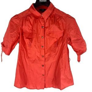 ABG Women’s Sz Large Cotton Spandex Short Sleeve Button Down Collar Shirt